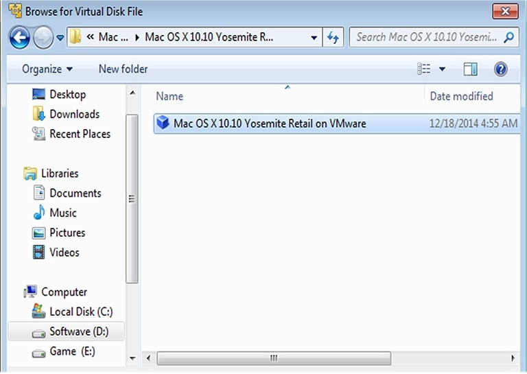 error opening in vm player vmdk file mac os x